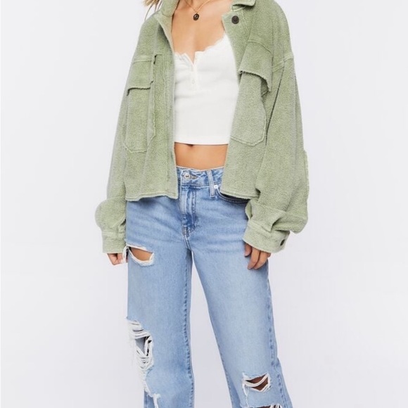 New With Tags Forever 21 cropped oversized lightweight jacket - Small - Picture 2 of 9